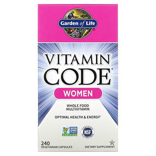 Garden of Life, Vitamin Code para mujeres, Suplemento multivitamínico a base de alimentos integrales, 240 cápsulas vegetales