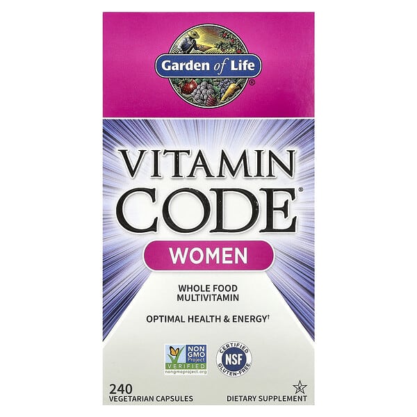 Garden of Life Vitamin Code®, Whole Food Multivitamin, Women, 240 Vegetarian Capsules