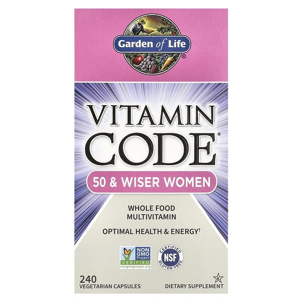 Garden of Life Vitamin Code®, Whole Food Multivitamin for Women, 50 +, 240 Vegetarian Capsules