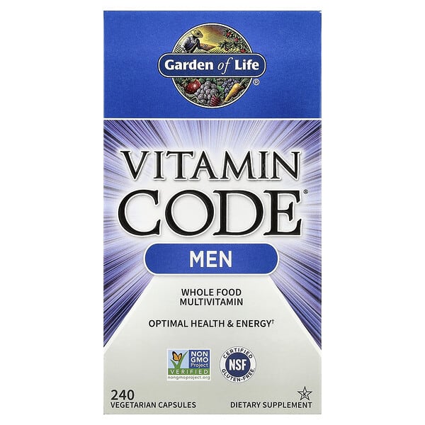 Garden of Life, Vitamin Code, 남성용 천연 식품 종합비타민, 베지 캡슐 240정