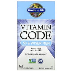 Garden of Life, Vitamin Code, 50 & Wiser Men, Whole Food Multivitamin, Vitamine für Männer ab 50 und älter, Vollwert-Multivitamin, 240 pflanzliche Kapseln
