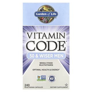 Garden of Life, Vitamin Code，50 歲及以上男性，全食多維生素，240 粒素食膠囊