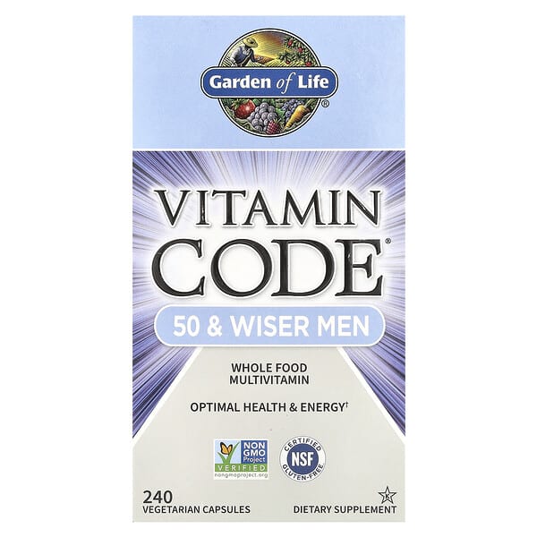 Garden of Life Vitamin Code®, 50 & Wiser Men, Whole Food Multivitamin, 240 Vegetarian Capsules