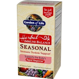 Garden of Life, Herbal Immune Balance Seasonal, 60 Veggie Caplets