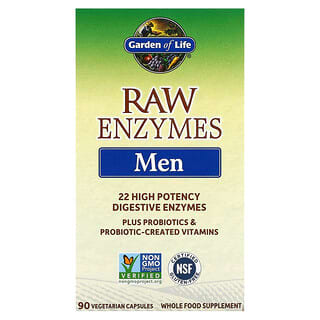 Garden of Life, RAW Enzymes（ローエンザイム）、男性用、ベジカプセル90粒