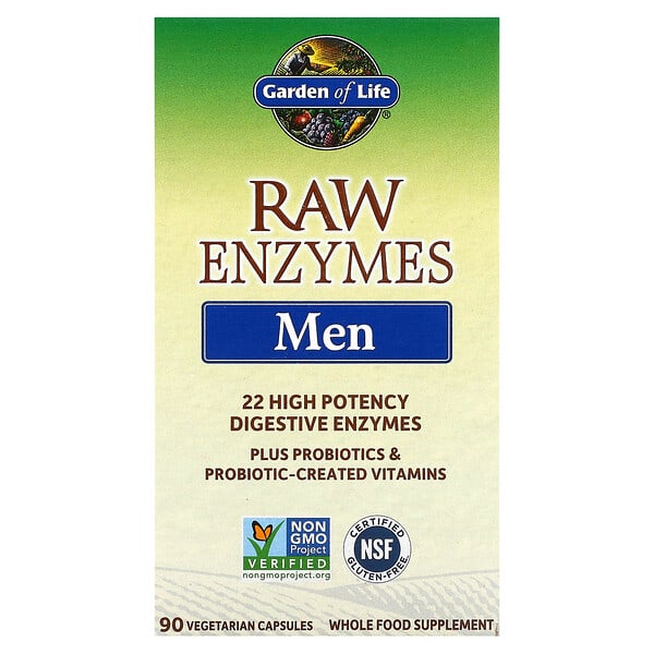 غاردن أوف لايف‏, RAW Enzymes، للرجال، 90 كبسولة نباتية