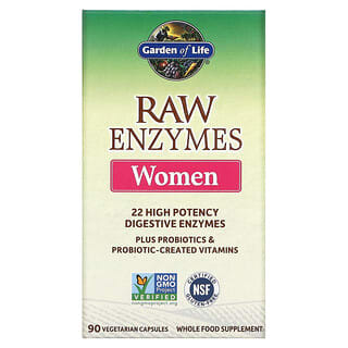Garden of Life, RAW Enzymes™ para mujeres, 90 cápsulas vegetales