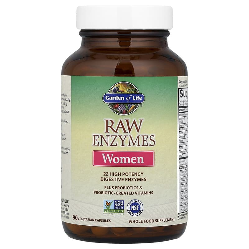 RAW Enzymes, Women, 90 Vegetarian Capsules