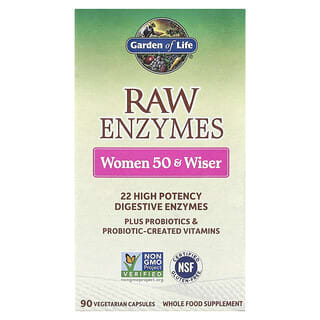 Garden of Life, RAW Enzymes, Women 50 & Wiser, 90 Vegetarian Capsules