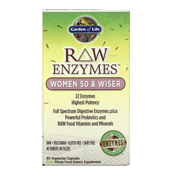 Garden of Life, RAW Enzymes, RAW Enzyme, für Frauen ab 50, 90 pflanzliche Kapseln