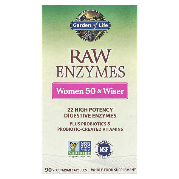 RAW Enzymes, Women 50 & Wiser, 90 Vegetarian Capsules