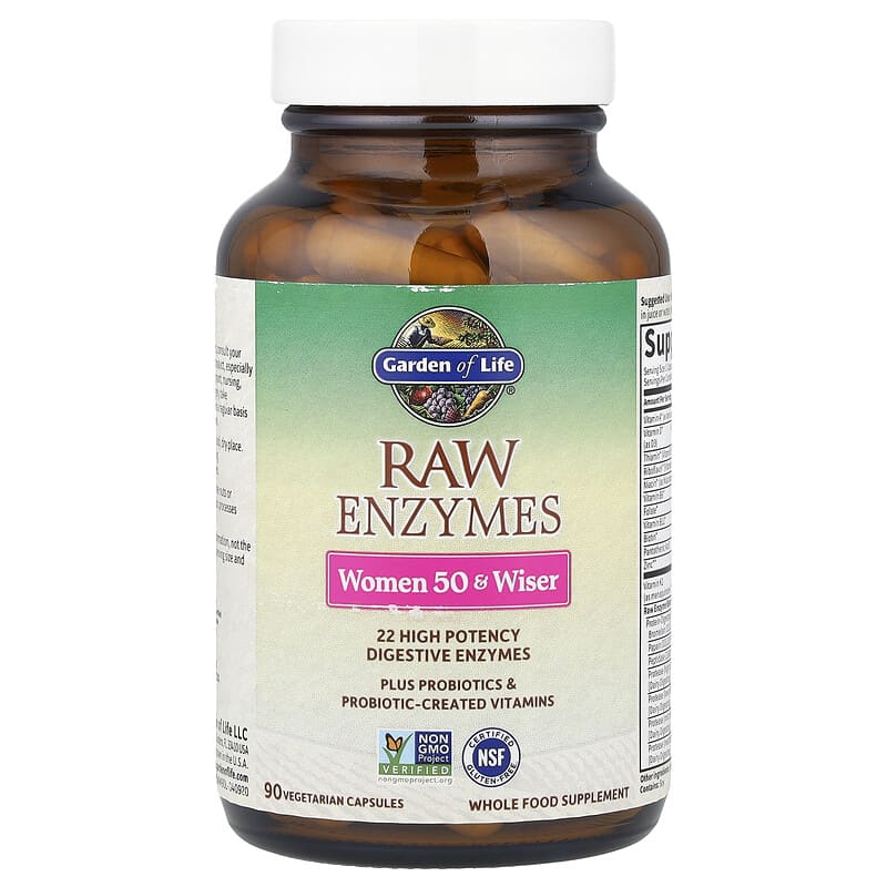RAW Enzymes, Women 50 & Wiser, 90 Vegetarian Capsules