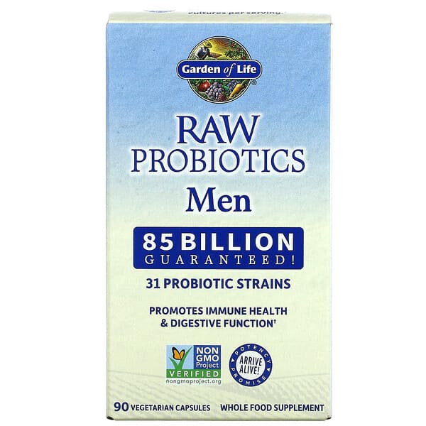 Garden of Life, RAW Probiotics, Men, 85 Billion, 90 Vegetarian Capsules (28.33 Billion Live Cultures per Capsule)