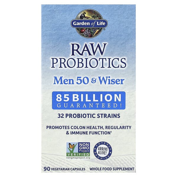 Garden of Life, RAW Probiotics, Men 50 & Wiser, 90 Vegetarian Capsules