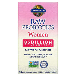 Garden of Life, RAW Probiotics（未加工プロバイオティクス）、女性用、850億CFU、ベジカプセル90粒