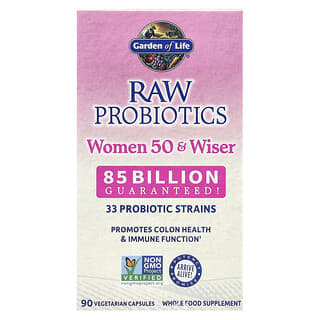 Garden of Life, RAW Probiotics, Suplemento probiótico para mujeres de 50 años y más sabias, 85.000 millones de cultivos vivos, 90 cápsulas vegetales (28.333 millones de cultivos vivos por cápsula)