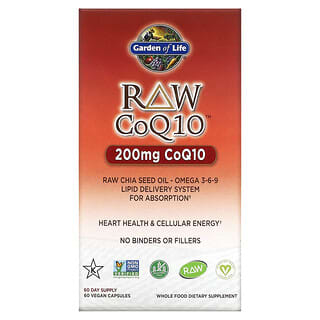 Garden of Life, RAW CoQ10, 200 mg, 60 cápsulas veganas