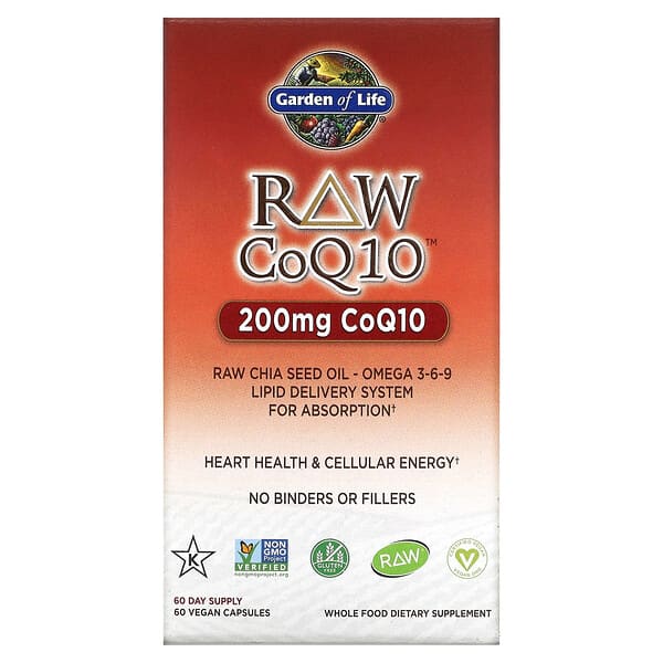 Garden of Life, RAW CoQ10, 200 mg, 60 vegane Kapseln