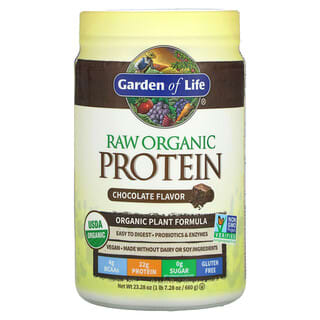 Garden of Life, โปรตีนออร์แกนิก RAW สูตรผลิตจากพืชออร์แกนิก รสช็อกโกแลต ขนาด 23.28 ออนซ์ (660 ก.)