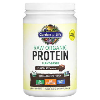 Garden of Life, RAW, необроблений органічний протеїн, органічна рослинна формула, зі смаком шоколаду, 660 г (23,28 унції)
