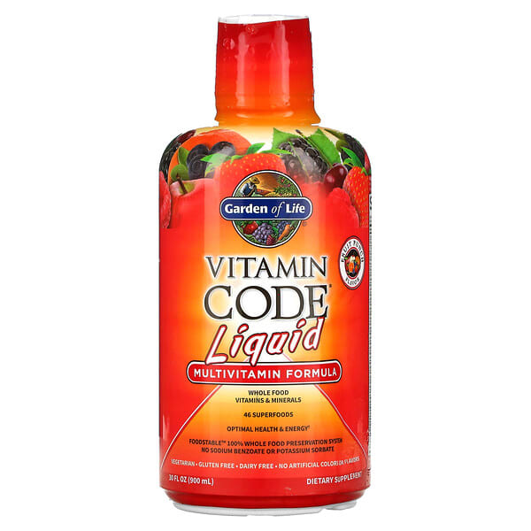 Garden of Life, Vitamin Code Liquid, Multivitamin Formula, Fruit Punch , 30 fl oz (900 ml)