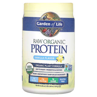Garden of Life, โปรตีนออร์แกนิก RAW สูตรผลิตจากพืชออร์แกนิก รสวานิลลา ขนาด 21.86 ออนซ์ (620 ก.)