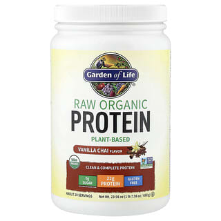 Garden of Life, 未加工オーガニックタンパク質、オーガニック植物性原料、バニラチャイ、580g（20.45オンス）