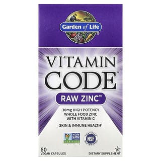 Garden of Life, Vitamin Code, RAW Zinc, 60 cápsulas veganas