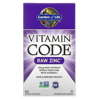 Garden of Life, Vitamin Code（ビタミンコード）、未加工亜鉛、ビーガンカプセル60粒