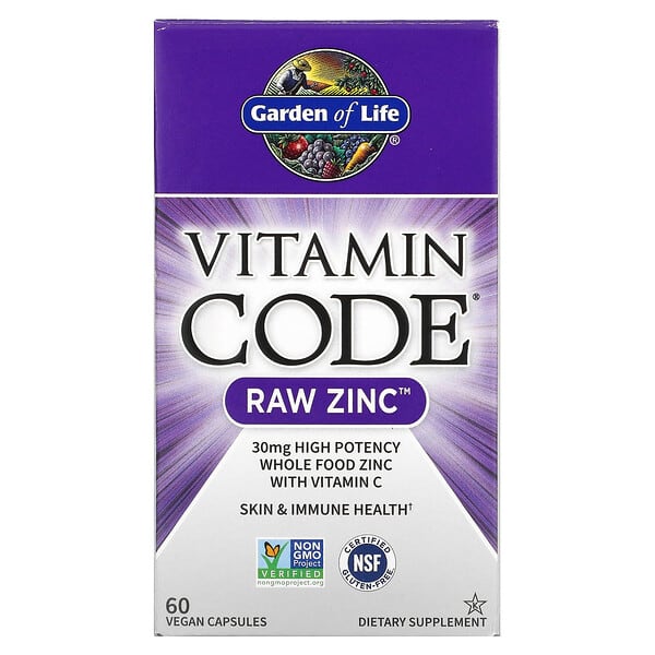 Garden of Life, Vitamin Code, RAW Zinc, 60 cápsulas veganas