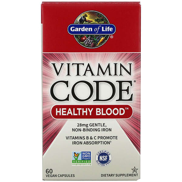 Garden of Life‏, Vitamin Code, Healthy Blood, 60 כמוסות טבעוניות