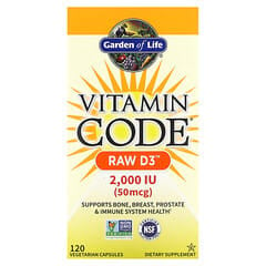 Garden of Life, Vitamin Code, RAW D3, 50 mcg (2,000 IU), 120 Vegetarian Capsules