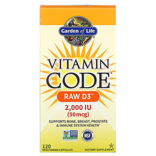 Garden of Life, Vitamin Code，RAW D3，50 毫克（2000 国际单位），120 粒素食胶囊