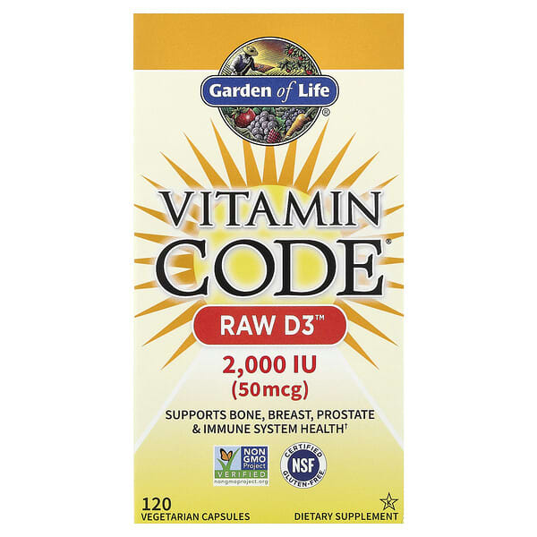 Garden of Life, Vitamin Code®，RAW D3™，120 粒素食膠囊