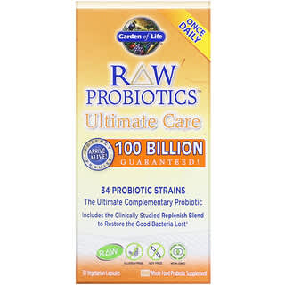 Garden of Life, RAW Probiotics, Cuidado superior, 30 cápsulas vegetales
