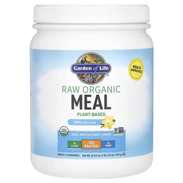 Garden of Life, RAW Organic Meal Replacement Shake, Plant-Based, Vanilla, 1 lb 2.52 oz (525 g)