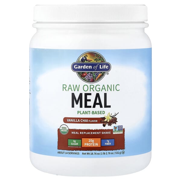 Garden of Life RAW Organic Meal Replacement Shake, Vanilla Chai, 18.76 oz (532 g)