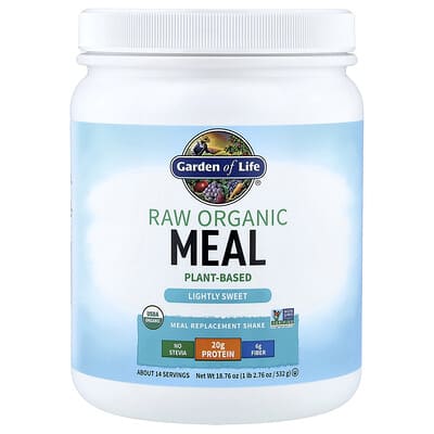 Garden of Life, Raw Organic Meal Replacement Shake, Lightly Sweetened, 1 lb 2.76 oz (532 g)