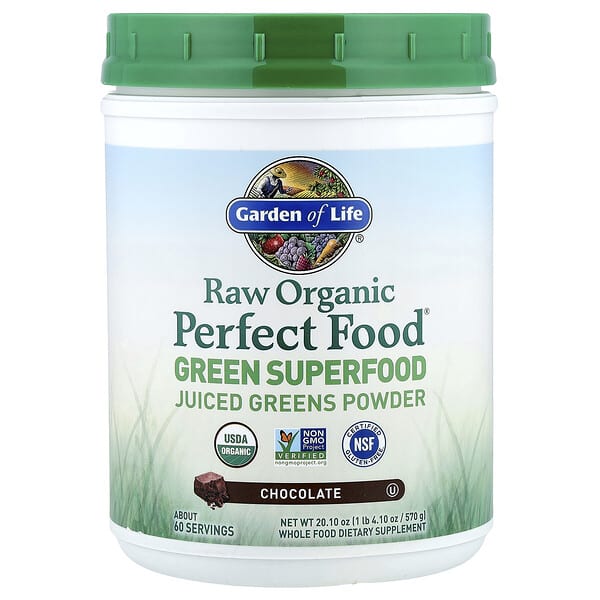 Garden of Life, Raw Organic Perfect Food® Green Superfood, Chocolate, 1 lb 4.1 oz (570 g) — product photo 1