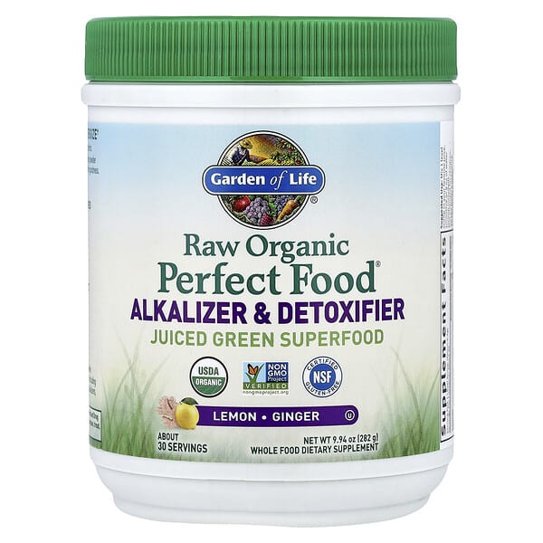 Garden of Life, Raw Organic Perfect Food®, Alkalizer & Detoxifier, Lemon-Ginger, 9.94 oz (282 g) — product photo 1
