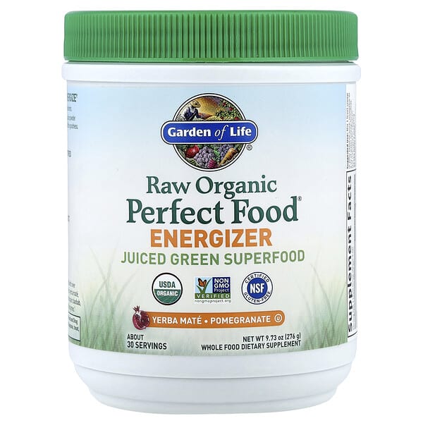 Garden of Life, Raw Organic Perfect Food®, Energizer, Yerba Mate - Pomegranate, 9.73 oz (276 g) — product photo 1