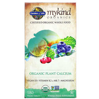 Garden of Life, MyKind Organics, Calcium végétal biologique, 180 comprimés vegan