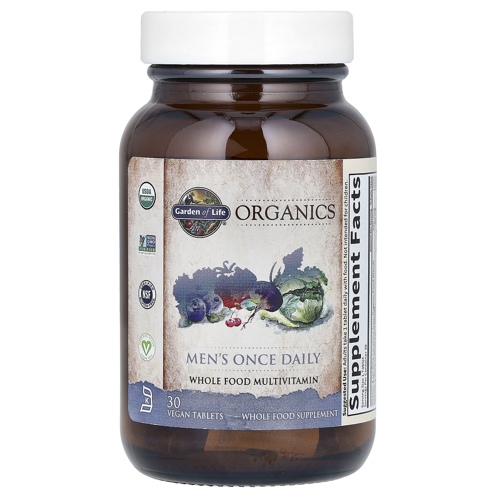 Garden Of Life, Organics, Men's Once Daily, Whole Food Multivitamin, 30 ...