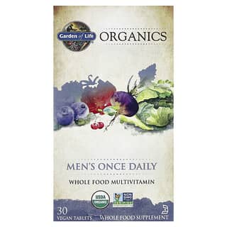 Garden of Life, Organice, bărbați o dată pe zi, multivitamine alimentare integrală, 30 de tablete vegane