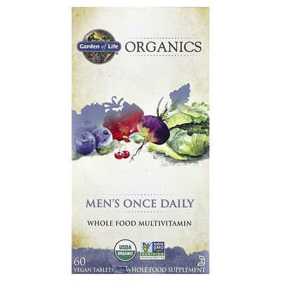 Garden of Life, MyKind Organics, Men's Once Daily, Whole Food Multivitamin, 60 Vegan Tablets
