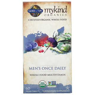 Garden of Life, MyKind Organics，男士每日一片補充劑，60 片素食片