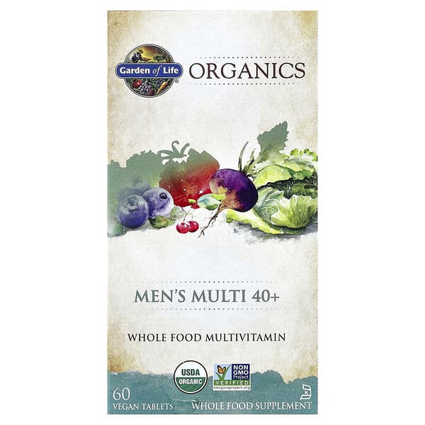 Garden of Life, Organics, Men's Multi 40+, 60 Vegan Tablets — product photo 1