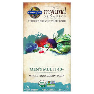 Garden of Life, MyKind Organics，40 歲以上男性多功能補充劑，120 片全素片