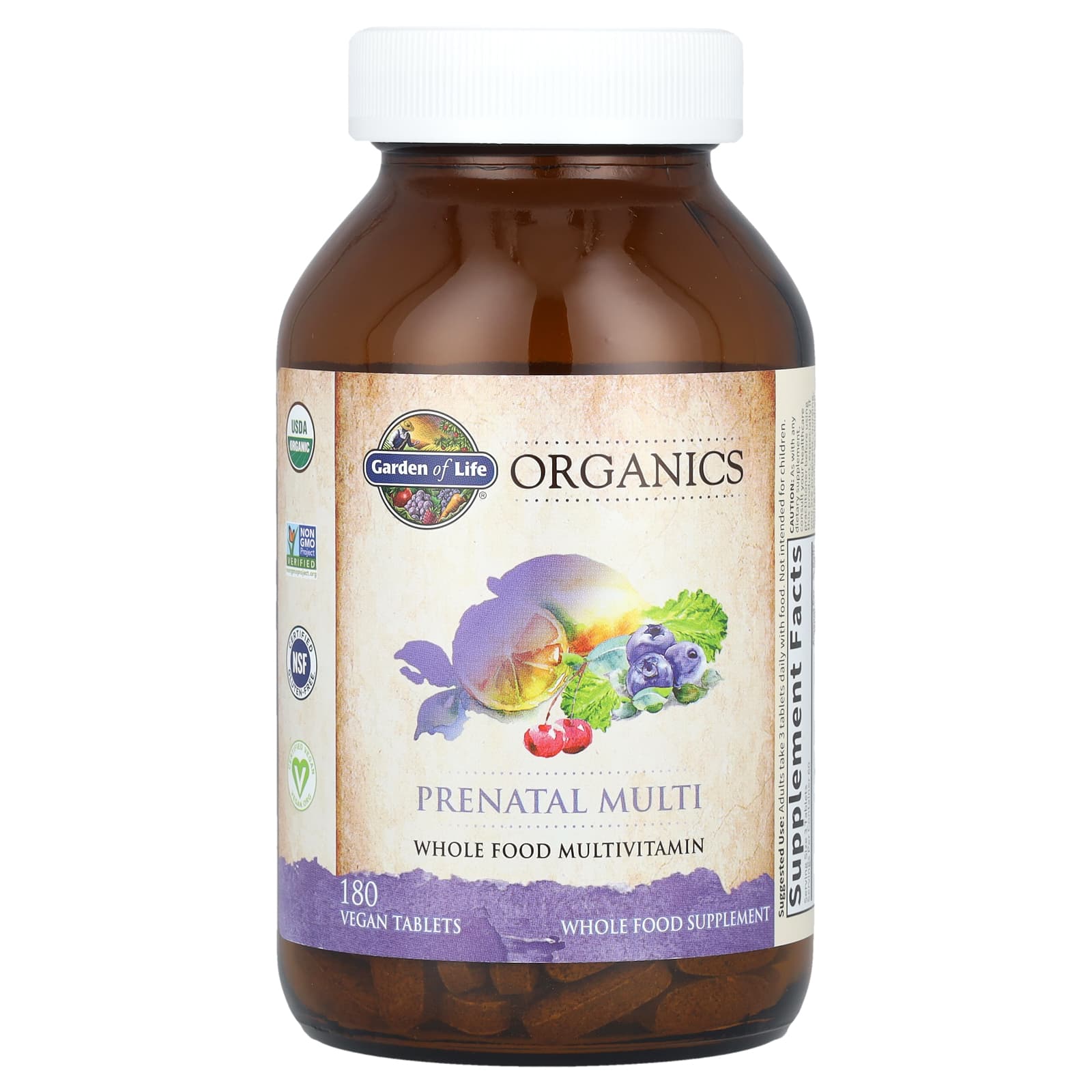 Garden of Life, Organics, пренатальные мультивитамины, 180 веганских ...