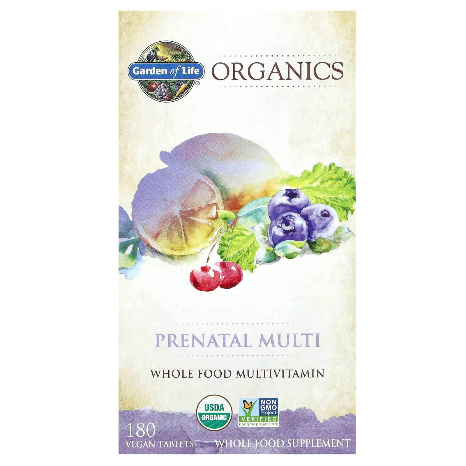 Garden of Life, Organics, пренатальные мультивитамины, 180 веганских ...